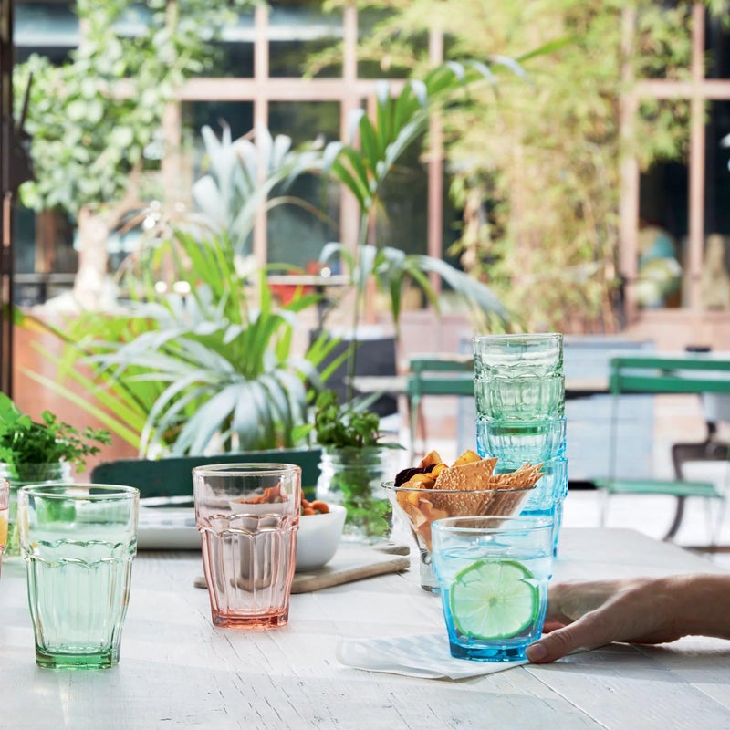 Bormioli Rocco Rock Bar 9.25 oz. Rocks Stackable Tempered Beverage Glasses for Cold Drinks, Water, and Cocktails, Set of 6, Mint Green - Image 5